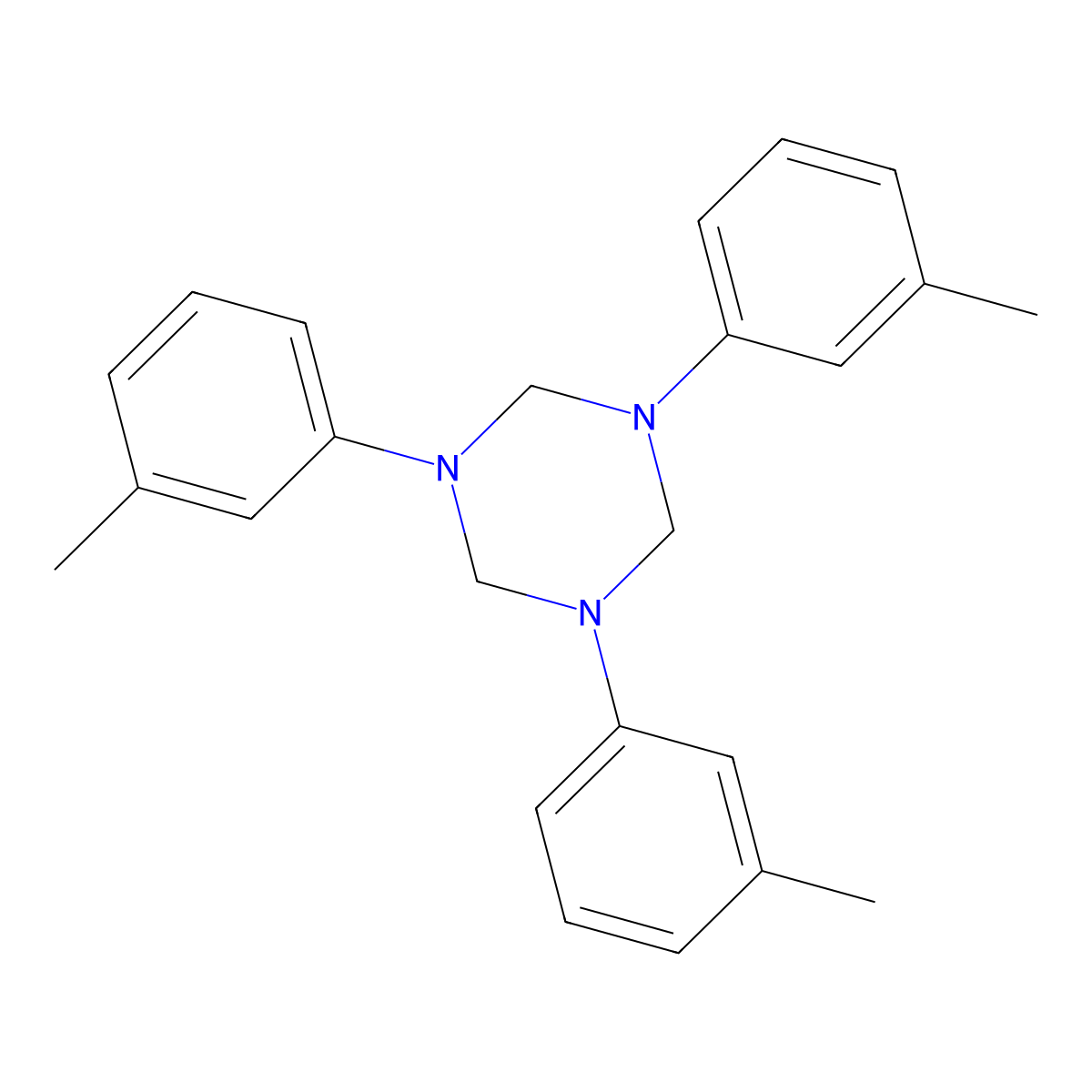 1,3,5-Triazine, hexahydro-1,3,5-tris(3-methylphenyl)- molecular structure, CAS 109423-08-7