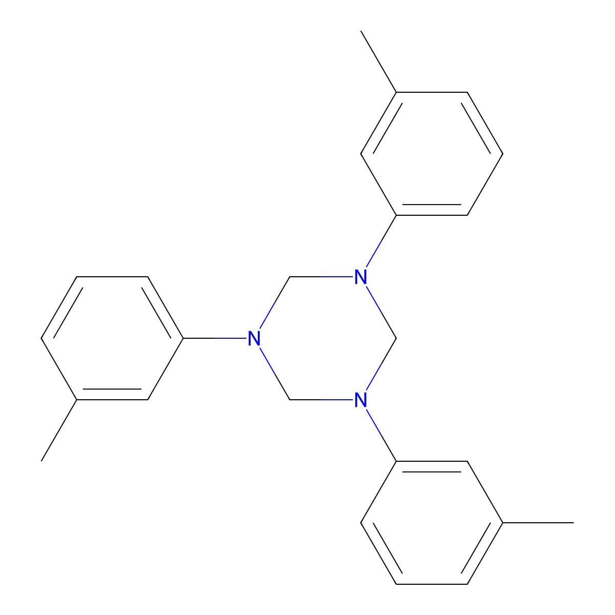 1,3,5-Triazine, hexahydro-1,3,5-tris(3-methylphenyl)- molecular structure, CAS 109423-08-7