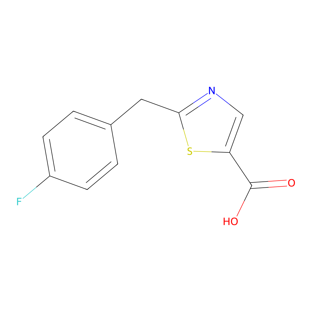 2-((4-Fluorophenyl)methyl)-1,3-thiazole-5-carboxylic acid molecular structure, CAS 1094230-04-2