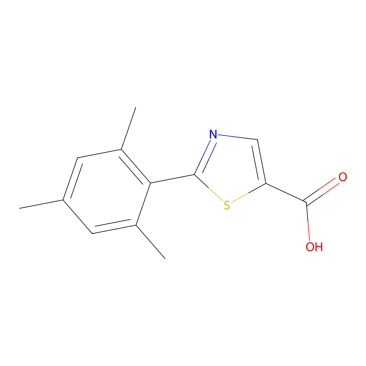 2-(2,4,6-Trimethylphenyl)-5-thiazolecarboxylic acid molecular structure, CAS 1094230-09-7