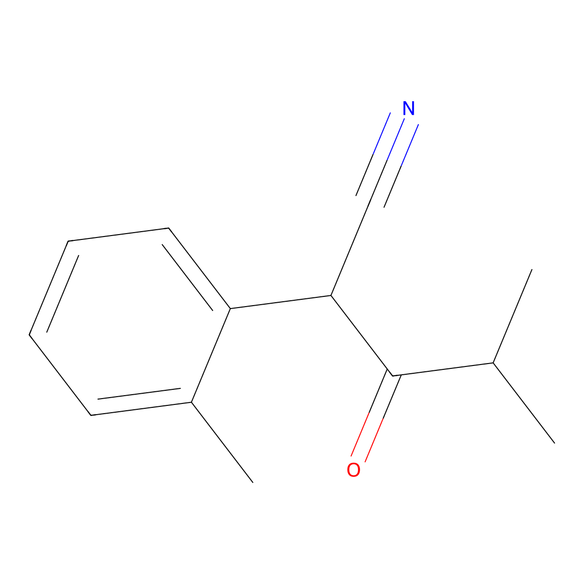 4-Methyl-2-(2-methylphenyl)-3-oxopentanenitrile molecular structure, CAS 1094230-35-9