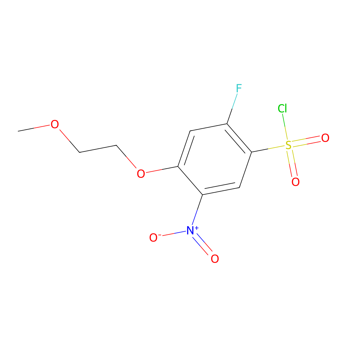 2-Fluoro-4-(2-methoxyethoxy)-5-nitrobenzene-1-sulfonyl chloride molecular structure, CAS 1094231-34-1