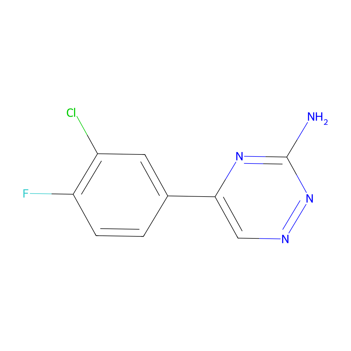 5-(3-Chloro-4-fluorophenyl)-1,2,4-triazin-3-amine molecular structure, CAS 1094231-67-0
