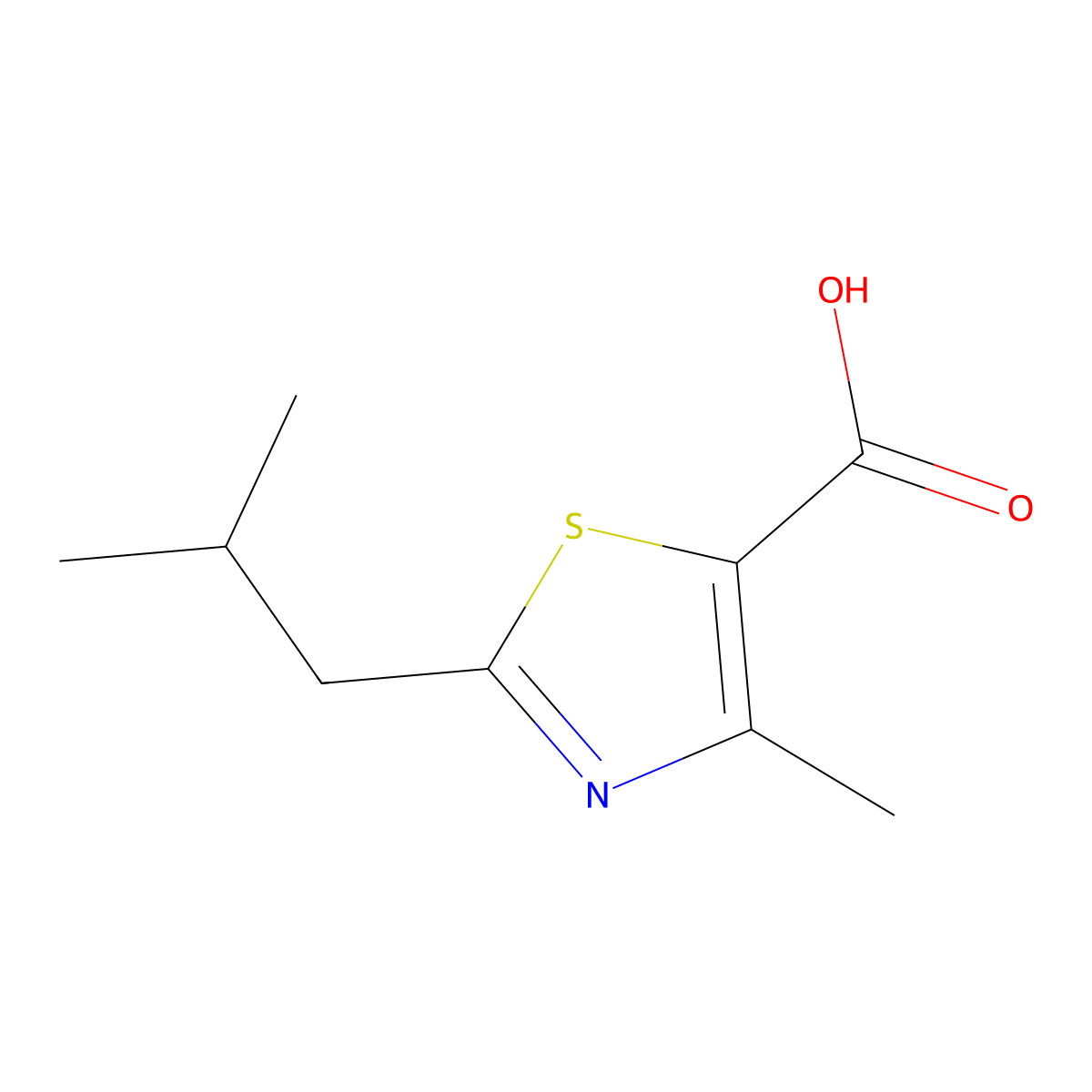 4-Methyl-2-(2-methylpropyl)-1,3-thiazole-5-carboxylic acid molecular structure, CAS 1094231-82-9