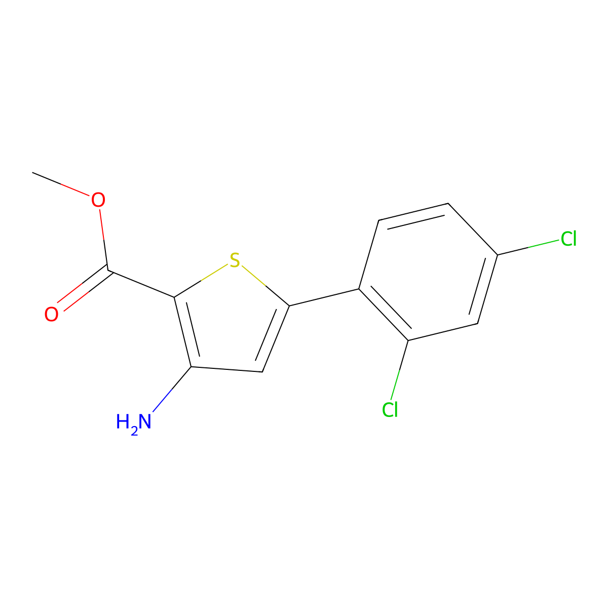 Methyl 3-amino-5-(2,4-dichlorophenyl)thiophene-2-carboxylate molecular structure, CAS 1094232-24-2