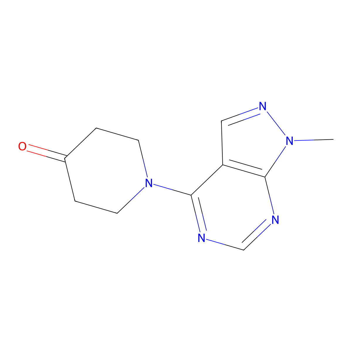 1-{1-methyl-1H-pyrazolo[3,4-d]pyrimidin-4-yl}piperidin-4-one molecular structure, CAS 1094236-86-8