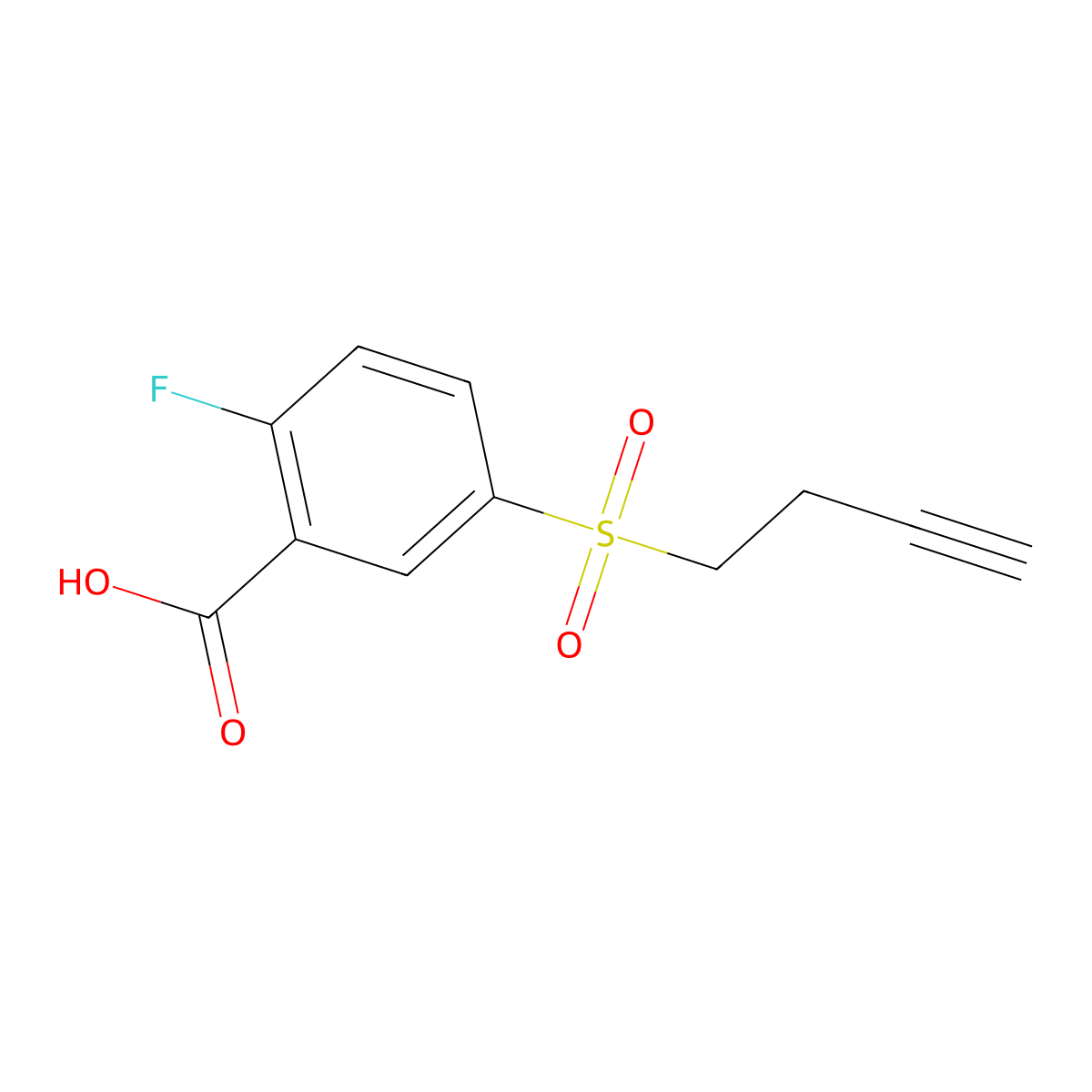 5-(But-3-yn-1-ylsulfonyl)-2-fluorobenzoic acid molecular structure, CAS 1094238-45-5