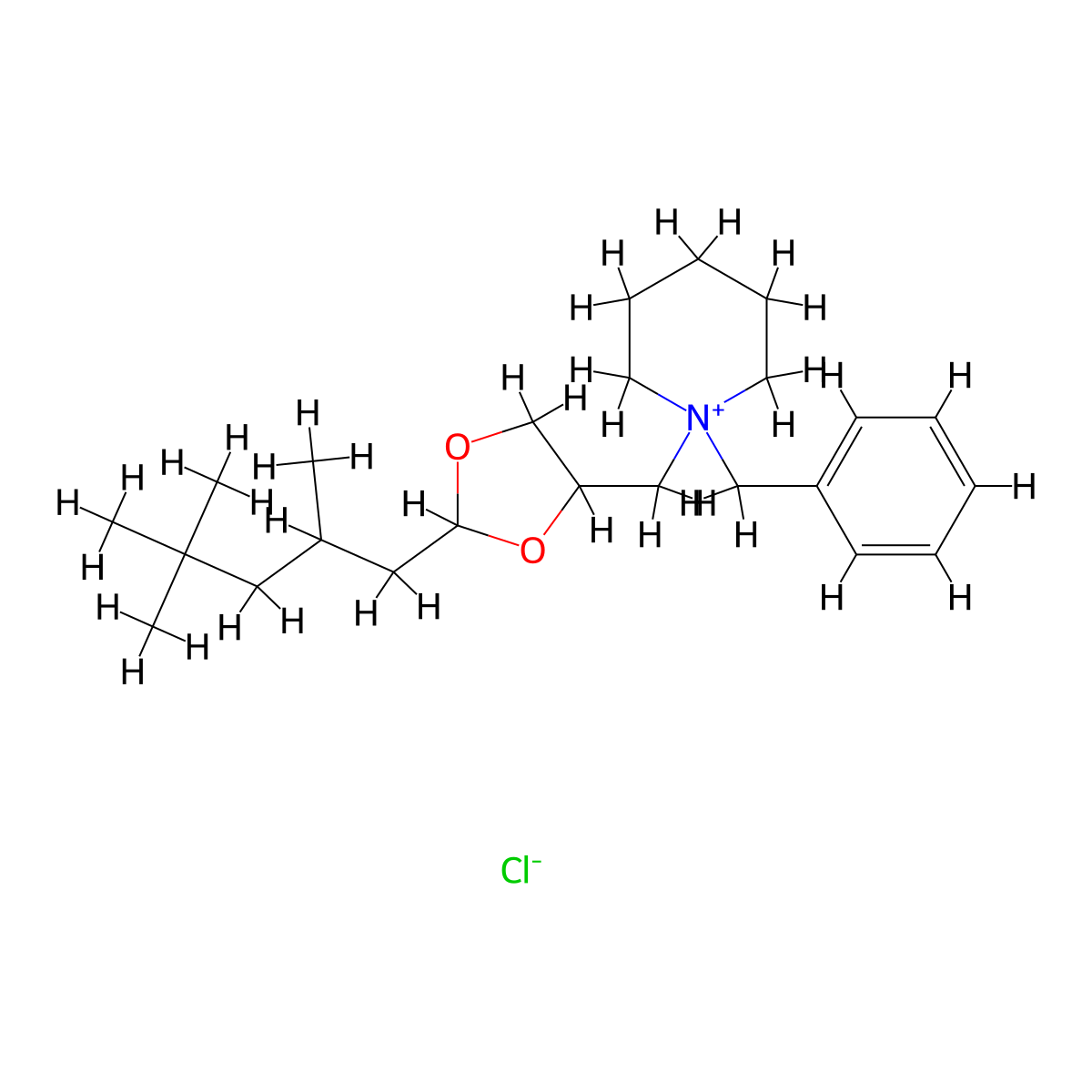 1-Benzyl-1-((2-(2,4,4-trimethylpentyl)-1,3-dioxolan-4-yl)methyl)piperidin-1-ium chloride molecular structure, CAS 1094240-68-2