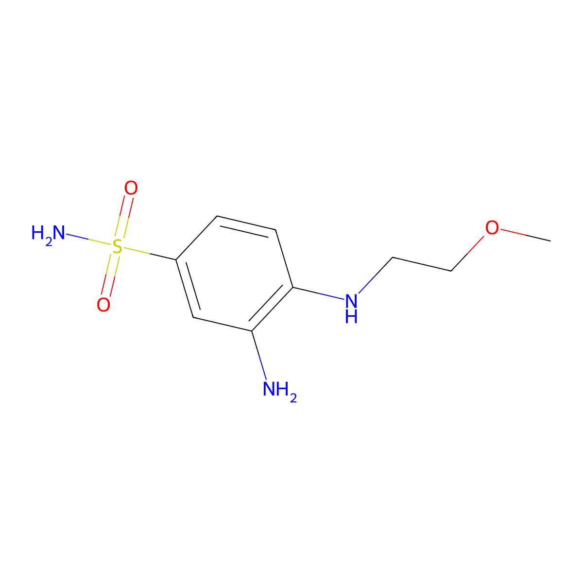 3-Amino-4-[(2-methoxyethyl)amino]benzene-1-sulfonamide molecular structure, CAS 1094243-21-6