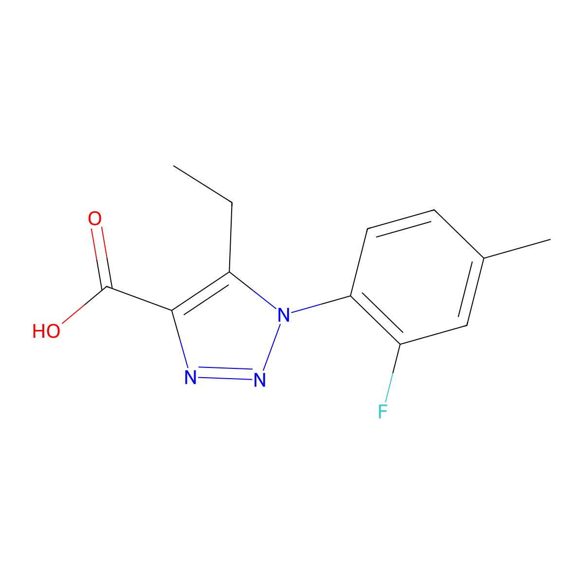 5-ethyl-1-(2-fluoro-4-methylphenyl)-1H-1,2,3-triazole-4-carboxylic acid molecular structure, CAS 1094246-15-7