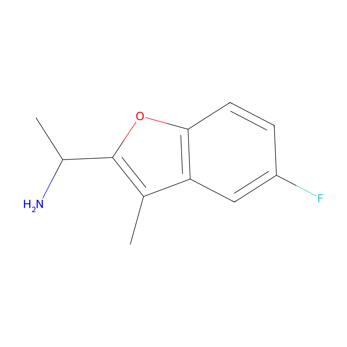 1-(5-Fluoro-3-methyl-1-benzofuran-2-yl)ethan-1-amine molecular structure, CAS 1094254-11-1