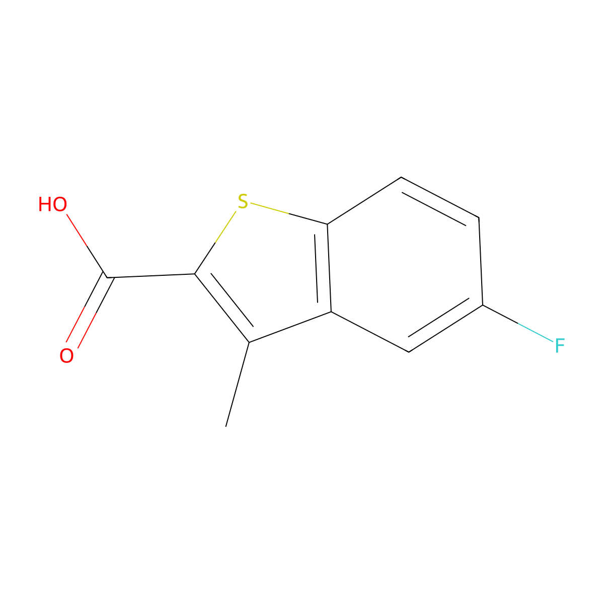 5-Fluoro-3-methyl-1-benzothiophene-2-carboxylic acid molecular structure, CAS 1094254-19-9