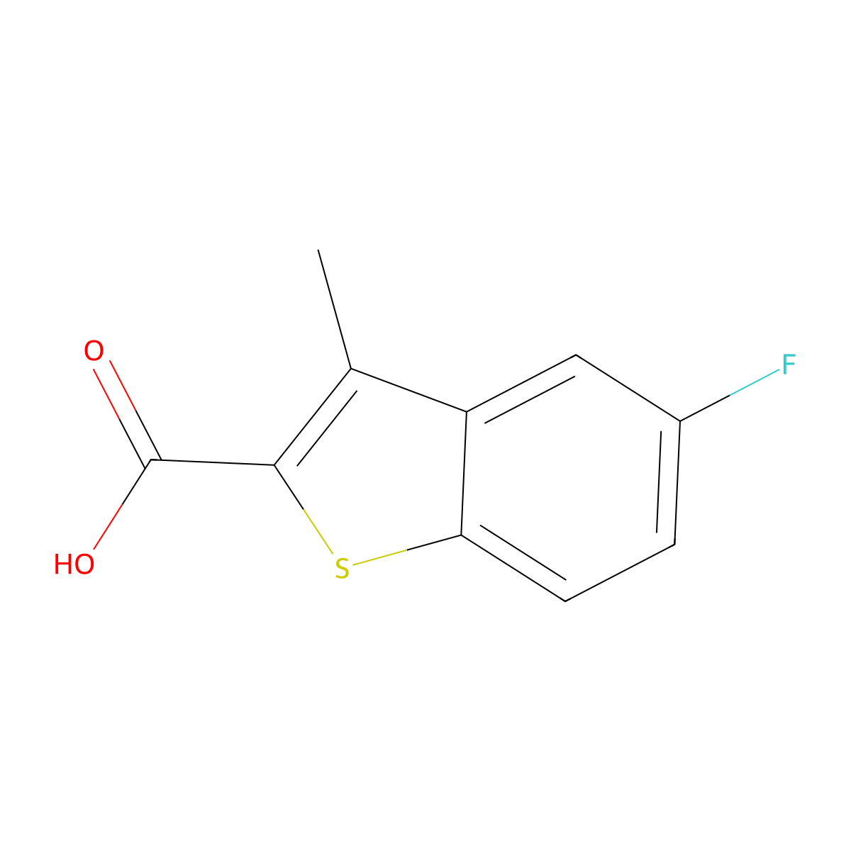 5-Fluoro-3-methyl-1-benzothiophene-2-carboxylic acid molecular structure, CAS 1094254-19-9