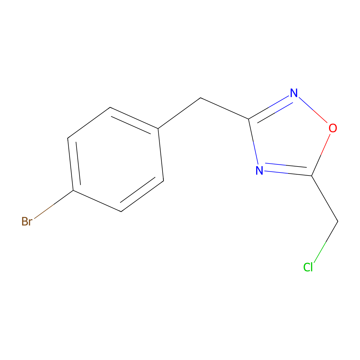 3-[(4-Bromophenyl)methyl]-5-(chloromethyl)-1,2,4-oxadiazole molecular structure, CAS 1094255-98-7