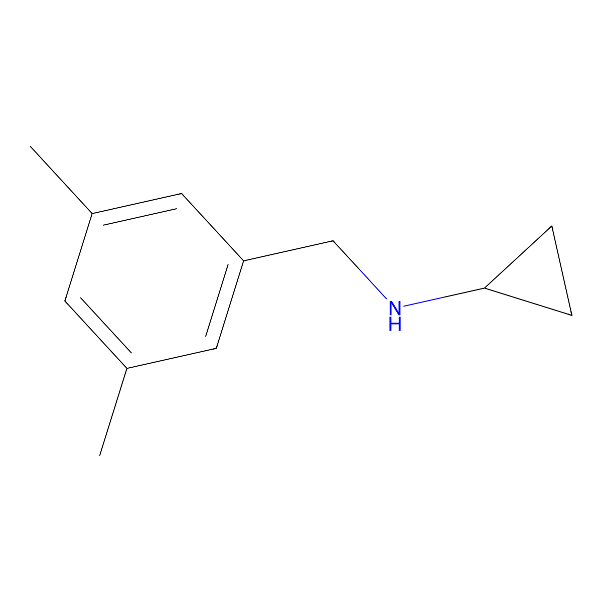 N-[(3,5-dimethylphenyl)methyl]cyclopropanamine molecular structure, CAS 1094258-22-6
