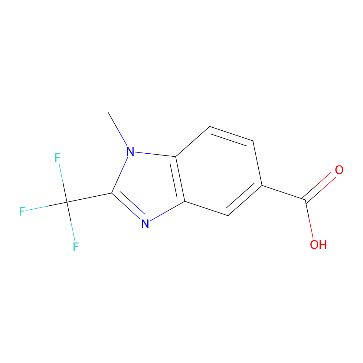 1-methyl-2-(trifluoromethyl)-1H-1,3-benzodiazole-5-carboxylic acid molecular structure, CAS 1094264-29-5