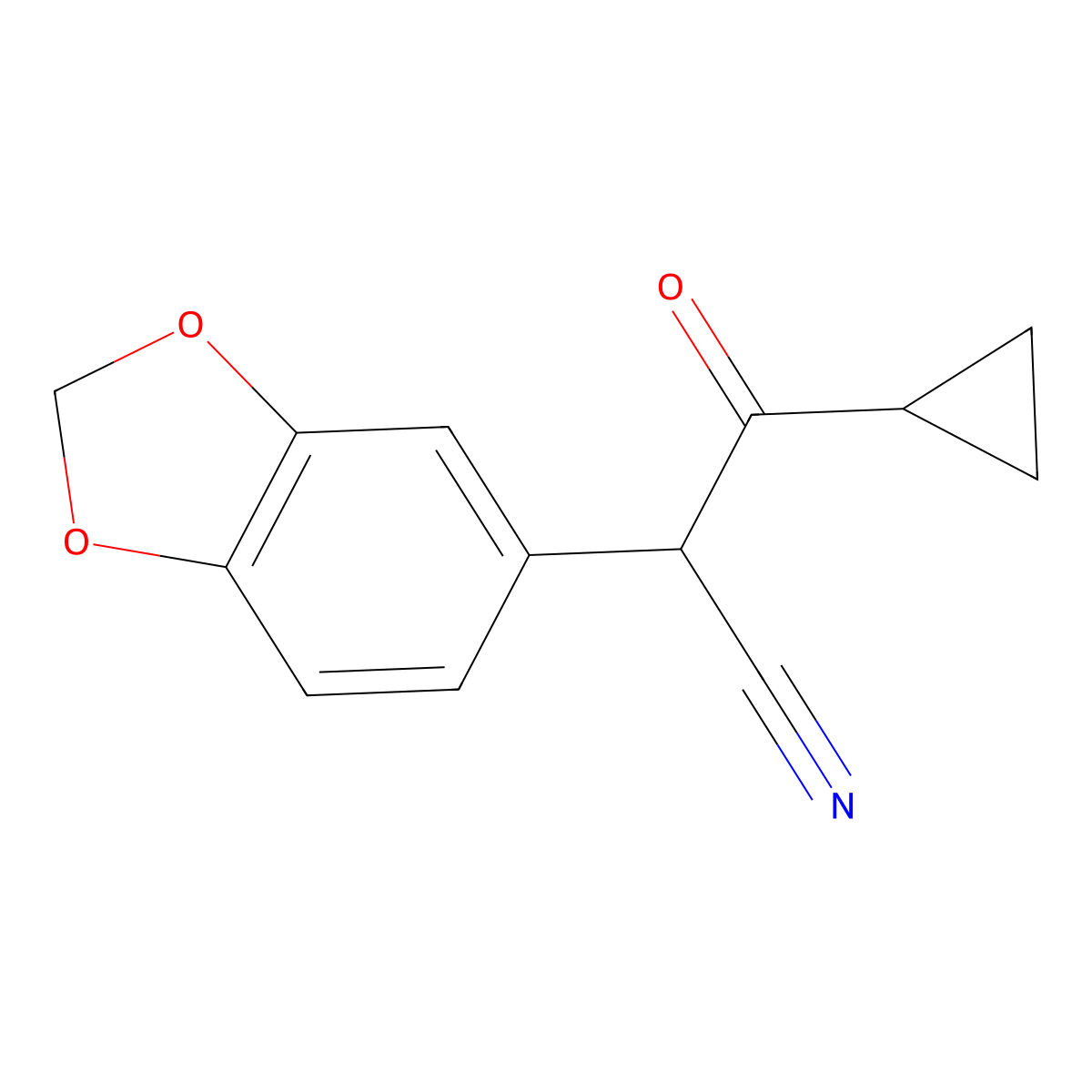 2-(2H-1,3-benzodioxol-5-yl)-3-cyclopropyl-3-oxopropanenitrile molecular structure, CAS 1094267-04-5