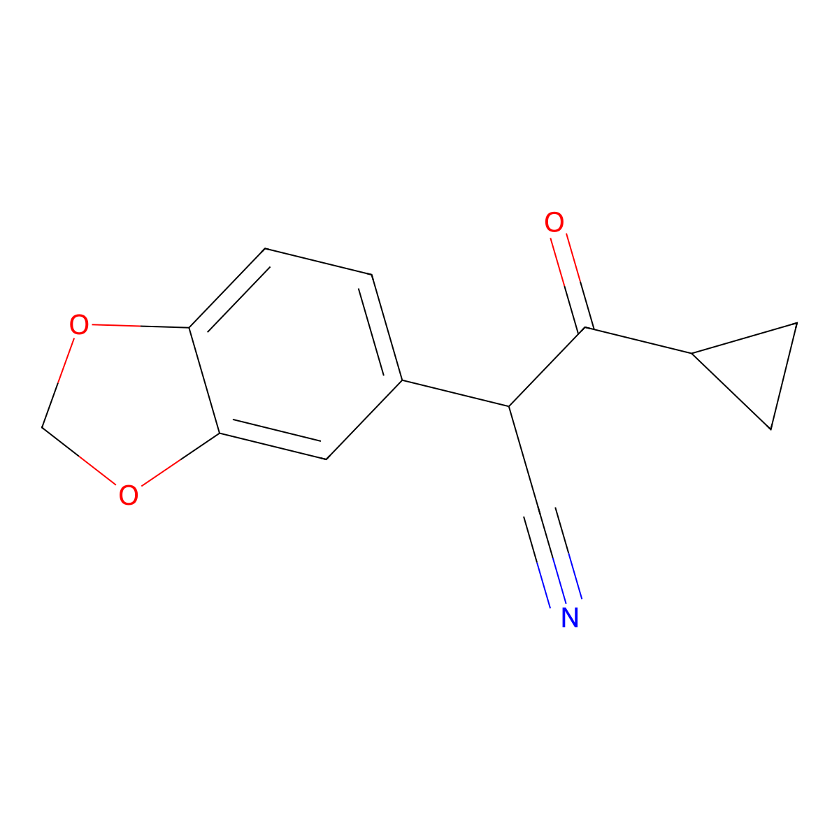 2-(2H-1,3-benzodioxol-5-yl)-3-cyclopropyl-3-oxopropanenitrile molecular structure, CAS 1094267-04-5