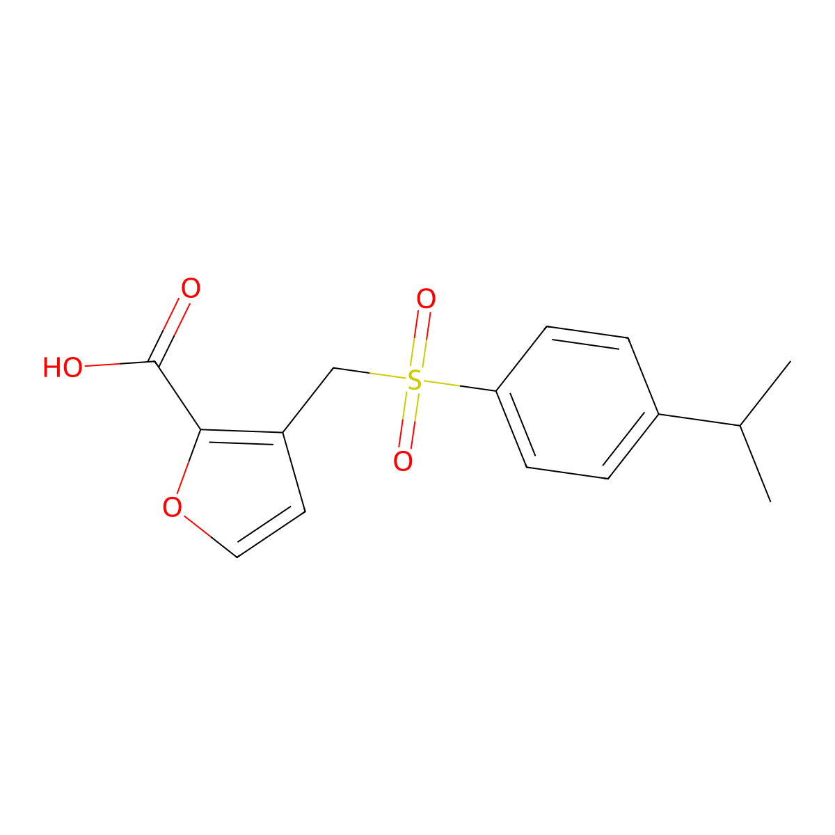3-{[4-(Propan-2-yl)benzenesulfonyl]methyl}furan-2-carboxylic acid molecular structure, CAS 1094269-20-1