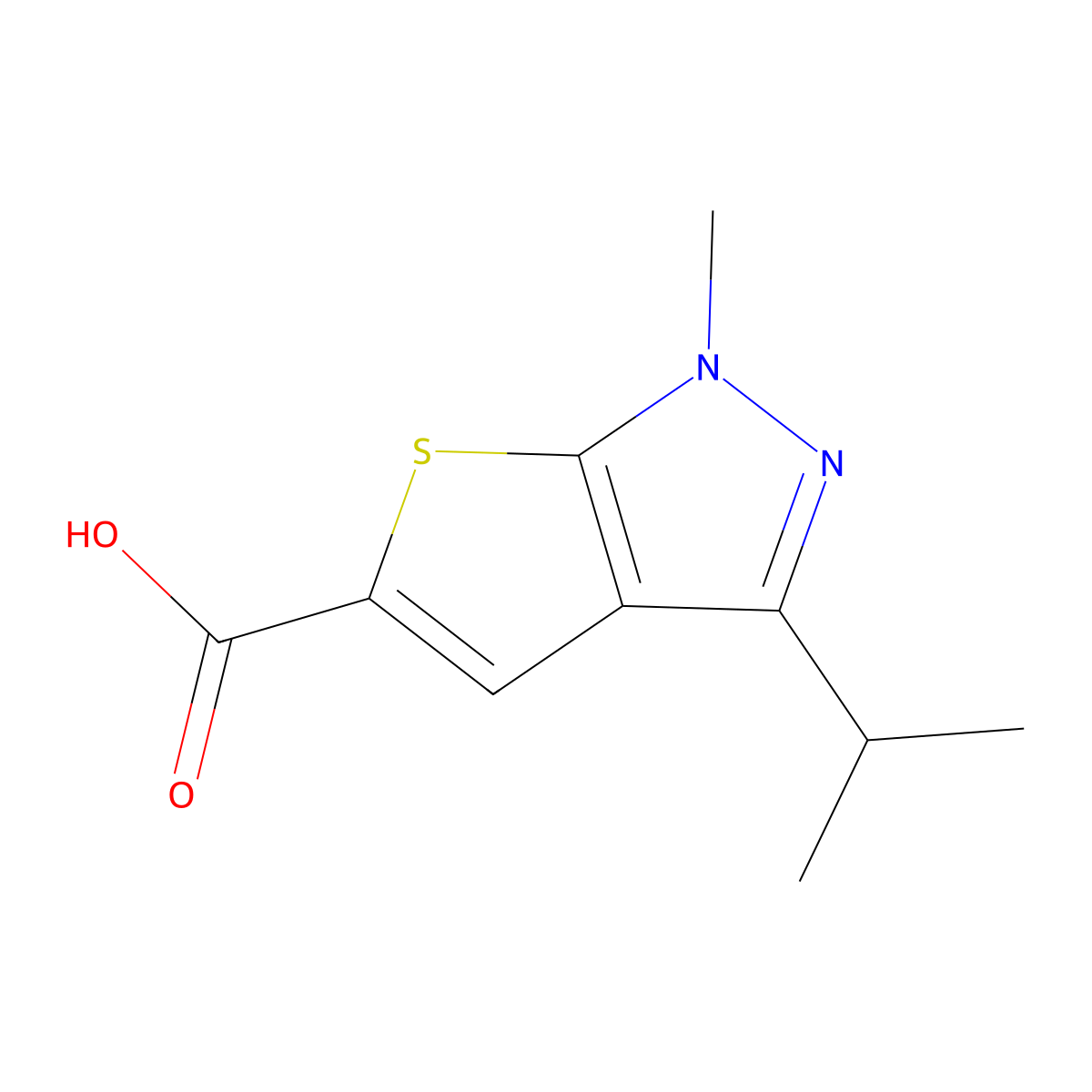 1-methyl-3-(propan-2-yl)-1H-thieno[2,3-c]pyrazole-5-carboxylic acid molecular structure, CAS 1094271-45-0