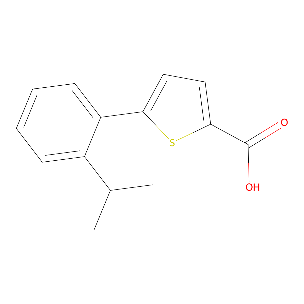 5-[2-(1-Methylethyl)phenyl]-2-thiophenecarboxylic acid molecular structure, CAS 1094277-29-8