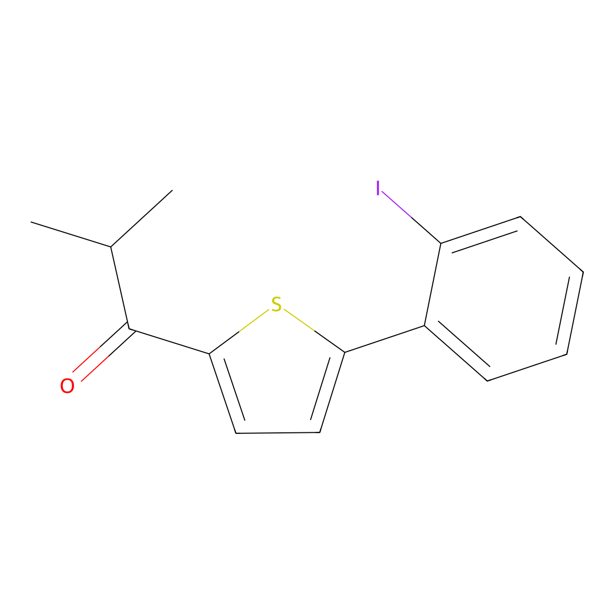 1-[5-(2-Iodophenyl)thiophen-2-yl]-2-methylpropan-1-one molecular structure, CAS 1094282-10-6