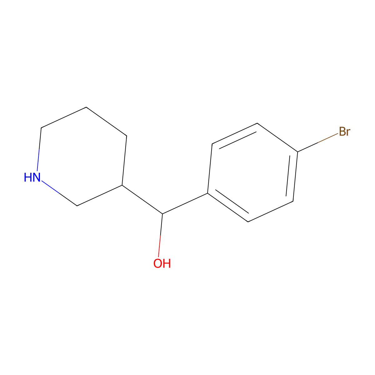(4-Bromophenyl)(piperidin-3-yl)methanol molecular structure, CAS 1094282-91-3
