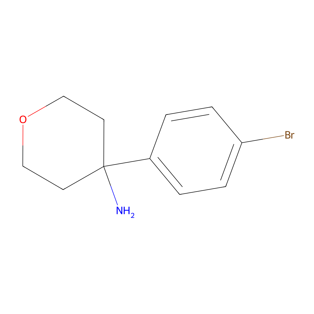 4-(4-Bromophenyl)oxan-4-amine molecular structure, CAS 1094283-04-1