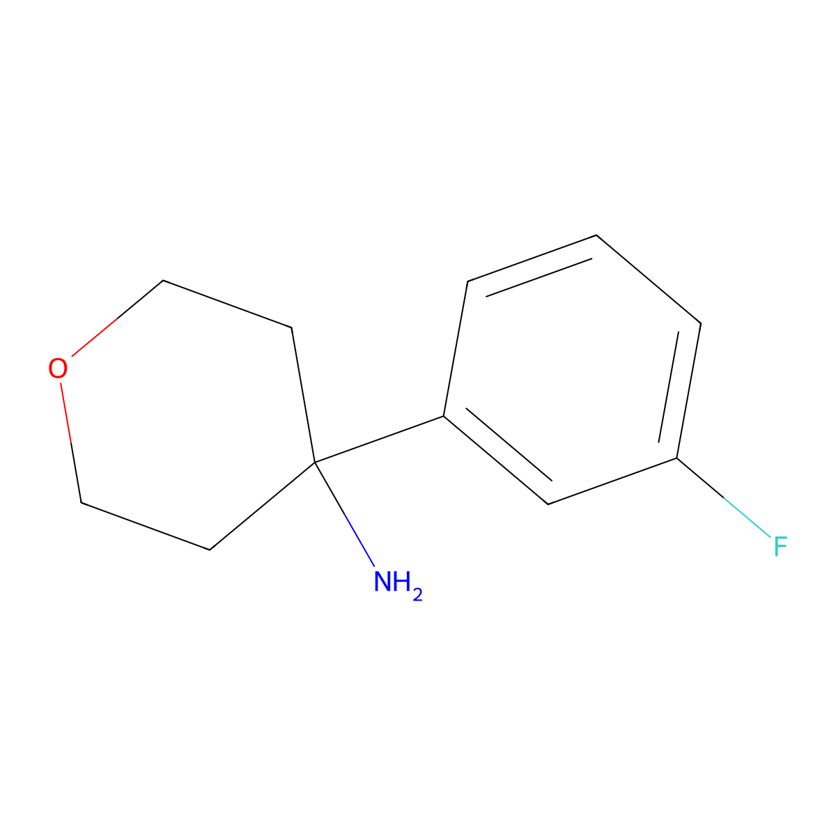 4-(3-Fluorophenyl)oxan-4-amine molecular structure, CAS 1094283-08-5