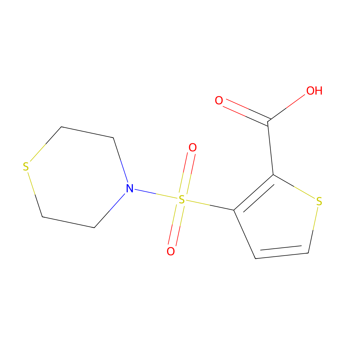 3-(Thiomorpholine-4-sulfonyl)thiophene-2-carboxylic acid molecular structure, CAS 1094283-18-7
