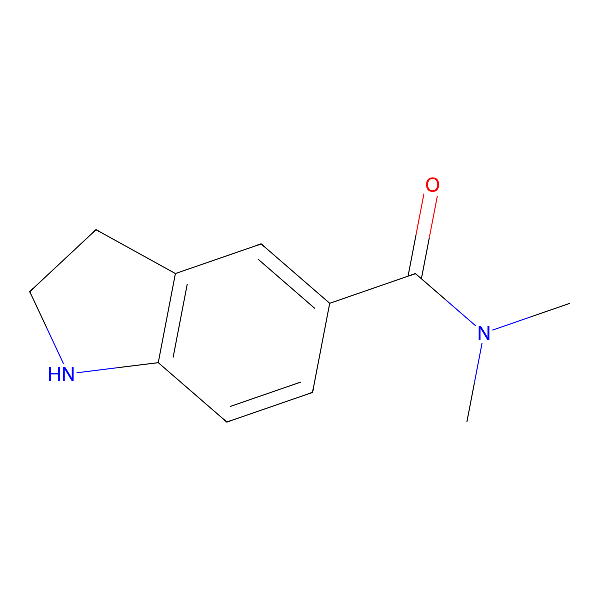 N,N-dimethyl-2,3-dihydro-1H-indole-5-carboxamide molecular structure, CAS 1094284-83-9