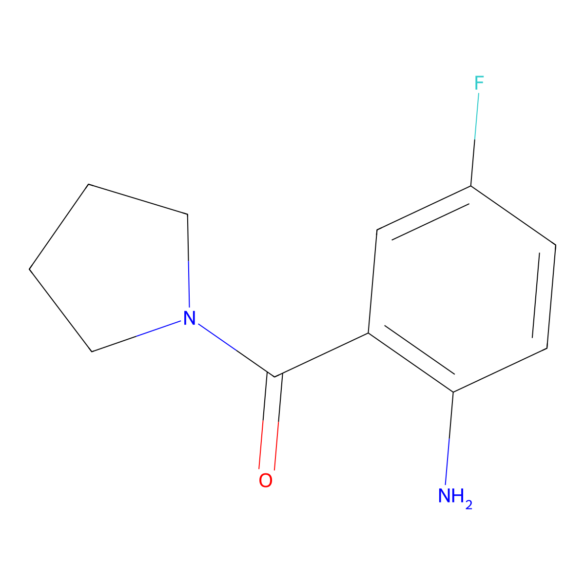 (2-Amino-5-fluorophenyl)(pyrrolidin-1-yl)methanone molecular structure, CAS 1094290-32-0