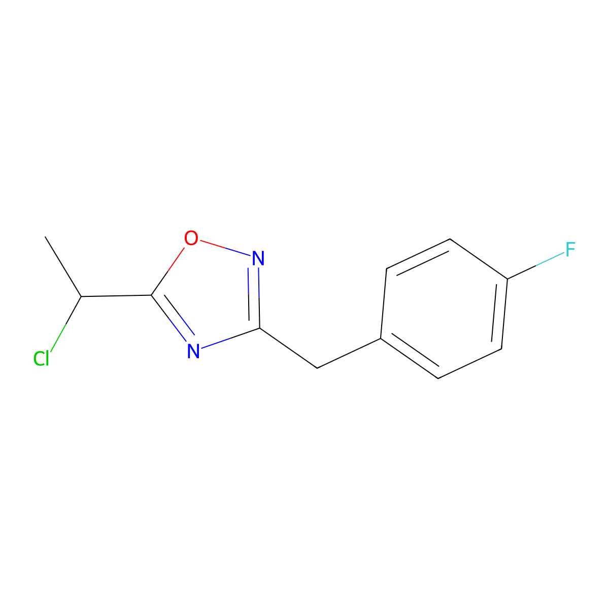 5-(1-Chloroethyl)-3-[(4-fluorophenyl)methyl]-1,2,4-oxadiazole molecular structure, CAS 1094291-16-3