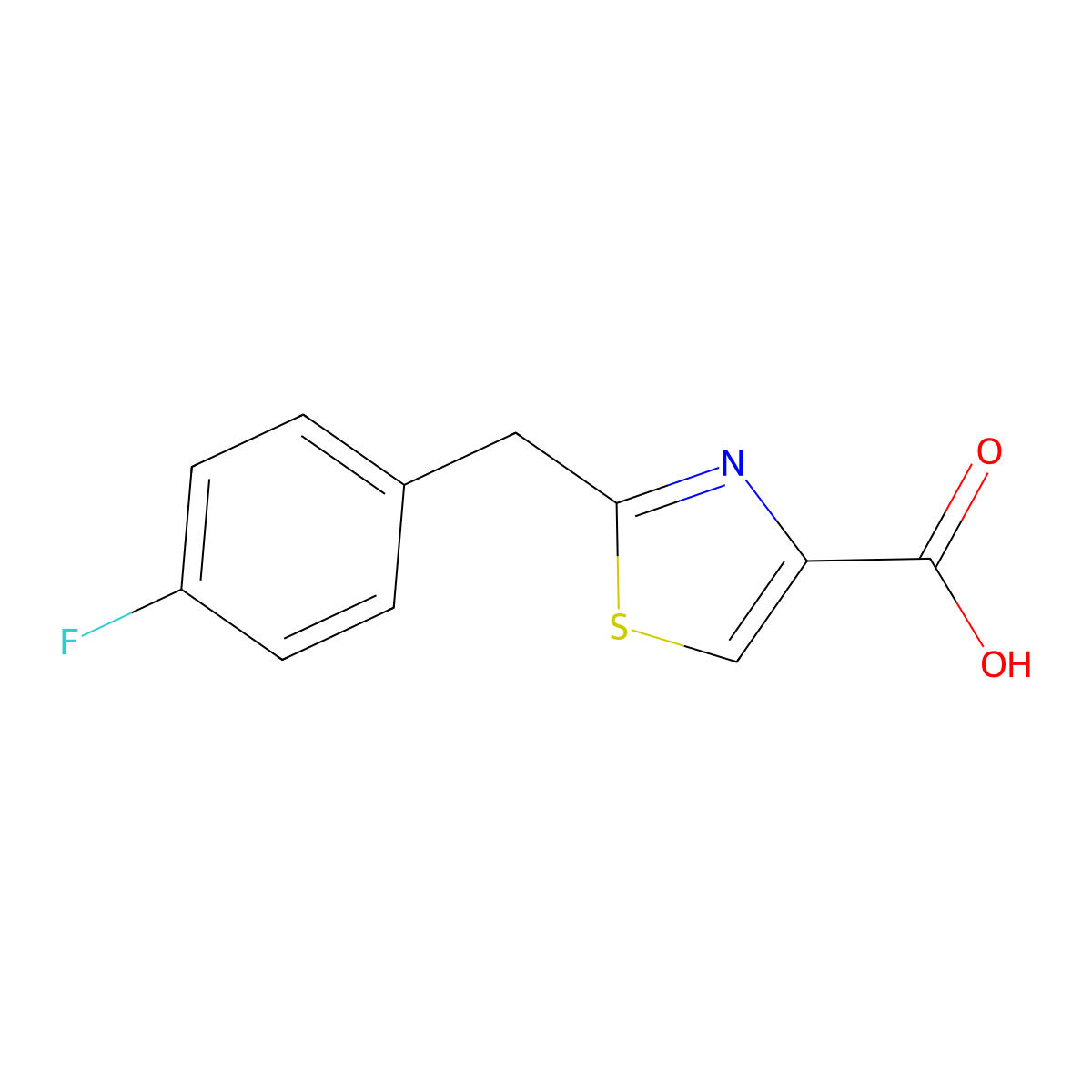 2-((4-Fluorophenyl)methyl)-1,3-thiazole-4-carboxylic acid molecular structure, CAS 1094291-21-0