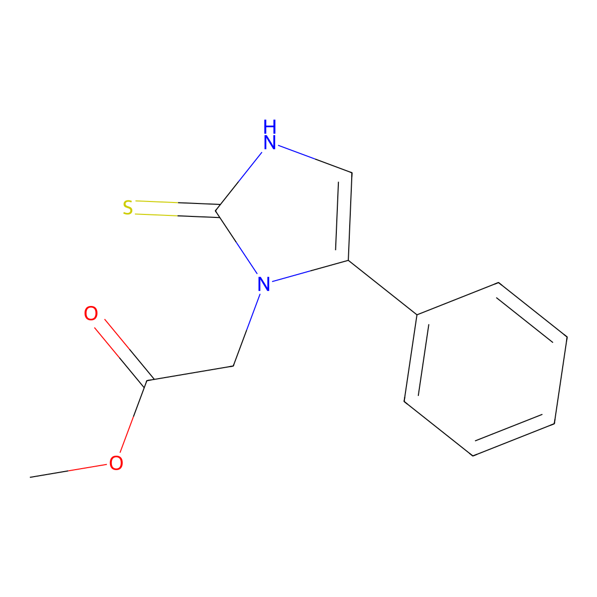 methyl (5-phenyl-2-thioxo-2,3-dihydro-1H-imidazol-1-yl)acetate molecular structure, CAS 1094293-10-3
