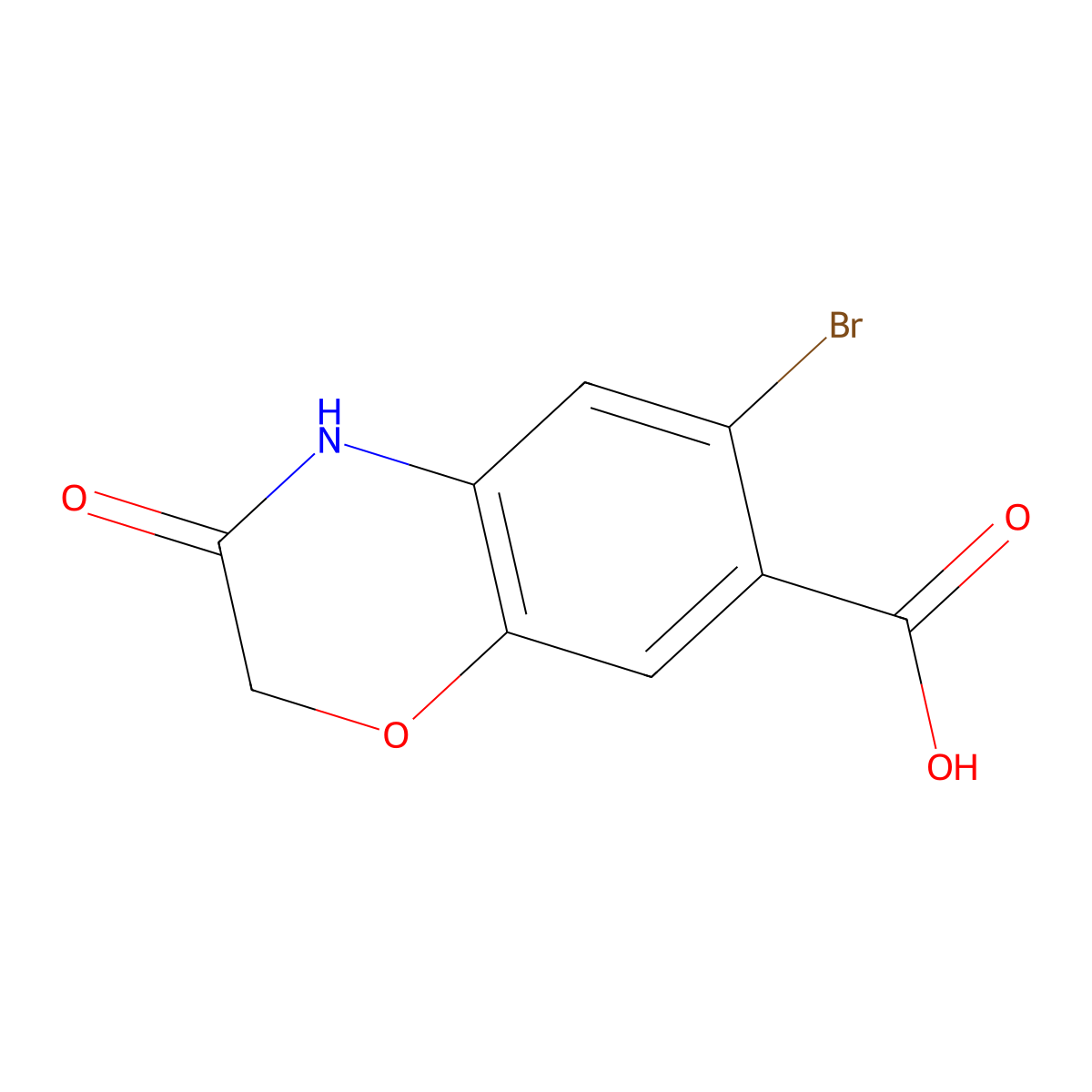 6-bromo-3-oxo-3,4-dihydro-2H-1,4-benzoxazine-7-carboxylic acid molecular structure, CAS 1094298-69-7