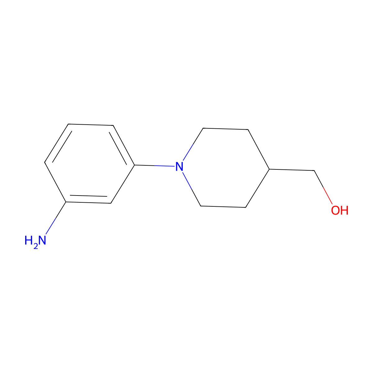 1-(3-Aminophenyl)piperidine-4-methanol molecular structure, CAS 1094301-02-6