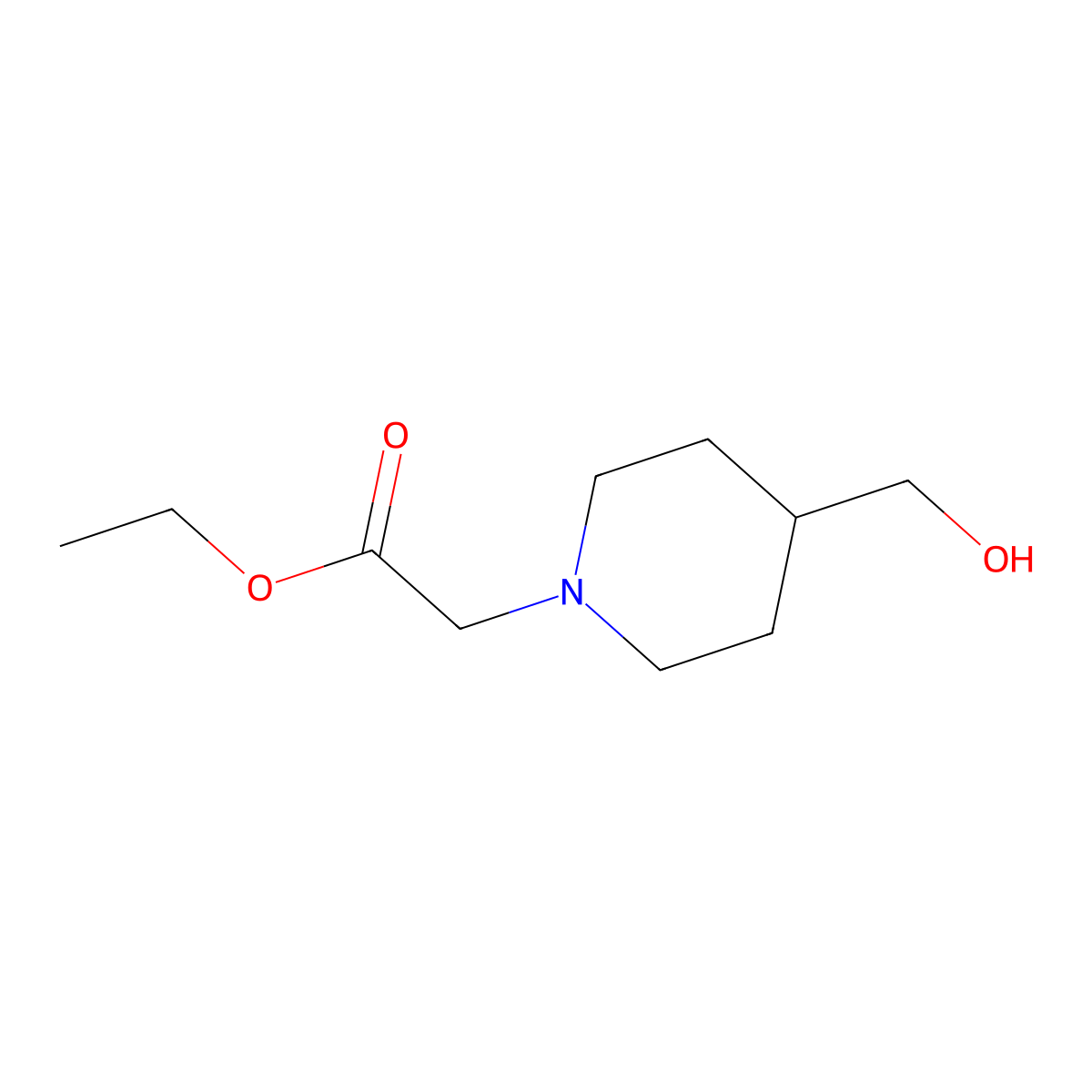 Ethyl 2-[4-(hydroxymethyl)piperidin-1-yl]acetate molecular structure, CAS 1094301-16-2