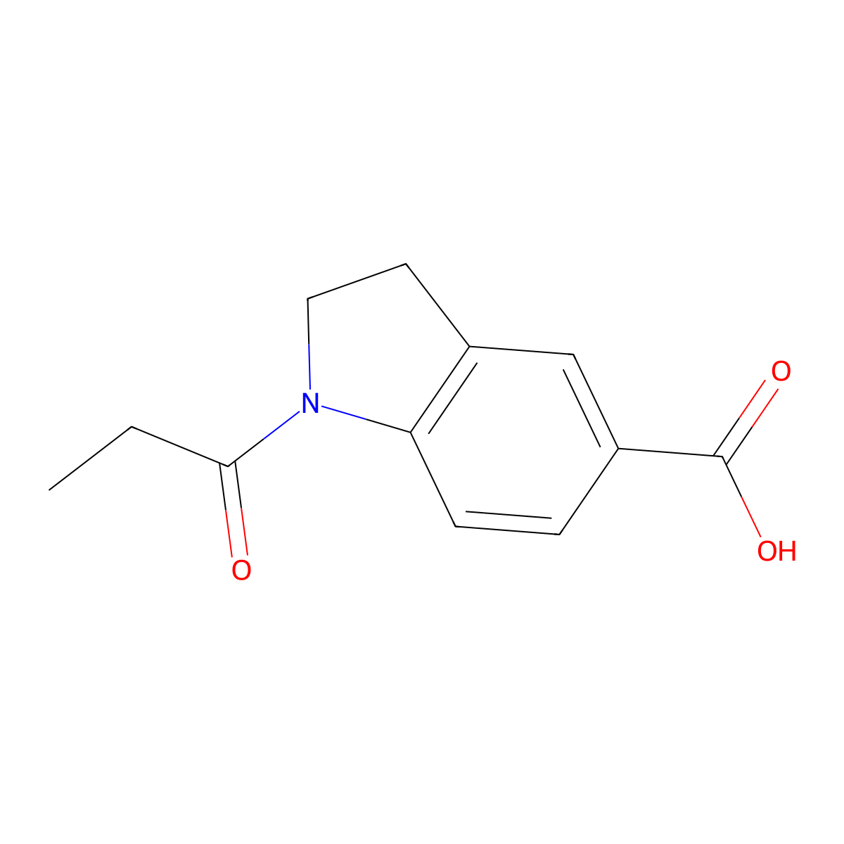 1-propanoyl-2,3-dihydro-1H-indole-5-carboxylic acid molecular structure, CAS 1094303-82-8