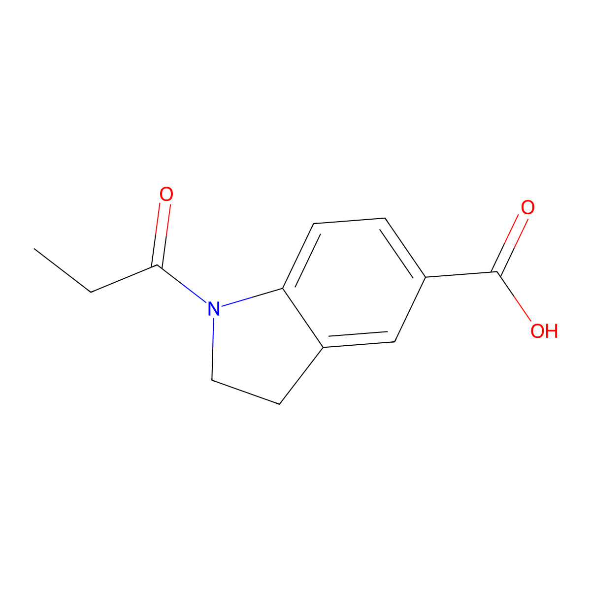 1-propanoyl-2,3-dihydro-1H-indole-5-carboxylic acid molecular structure, CAS 1094303-82-8