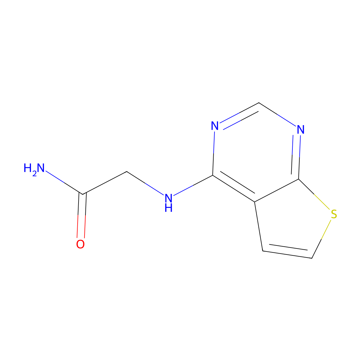 2-({Thieno[2,3-d]pyrimidin-4-yl}amino)acetamide molecular structure, CAS 1094306-75-8