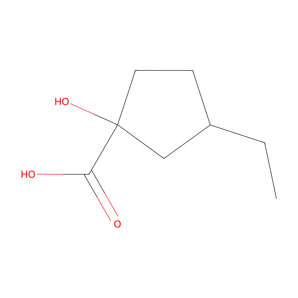 3-Ethyl-1-hydroxycyclopentane-1-carboxylic acid molecular structure, CAS 1094307-11-5