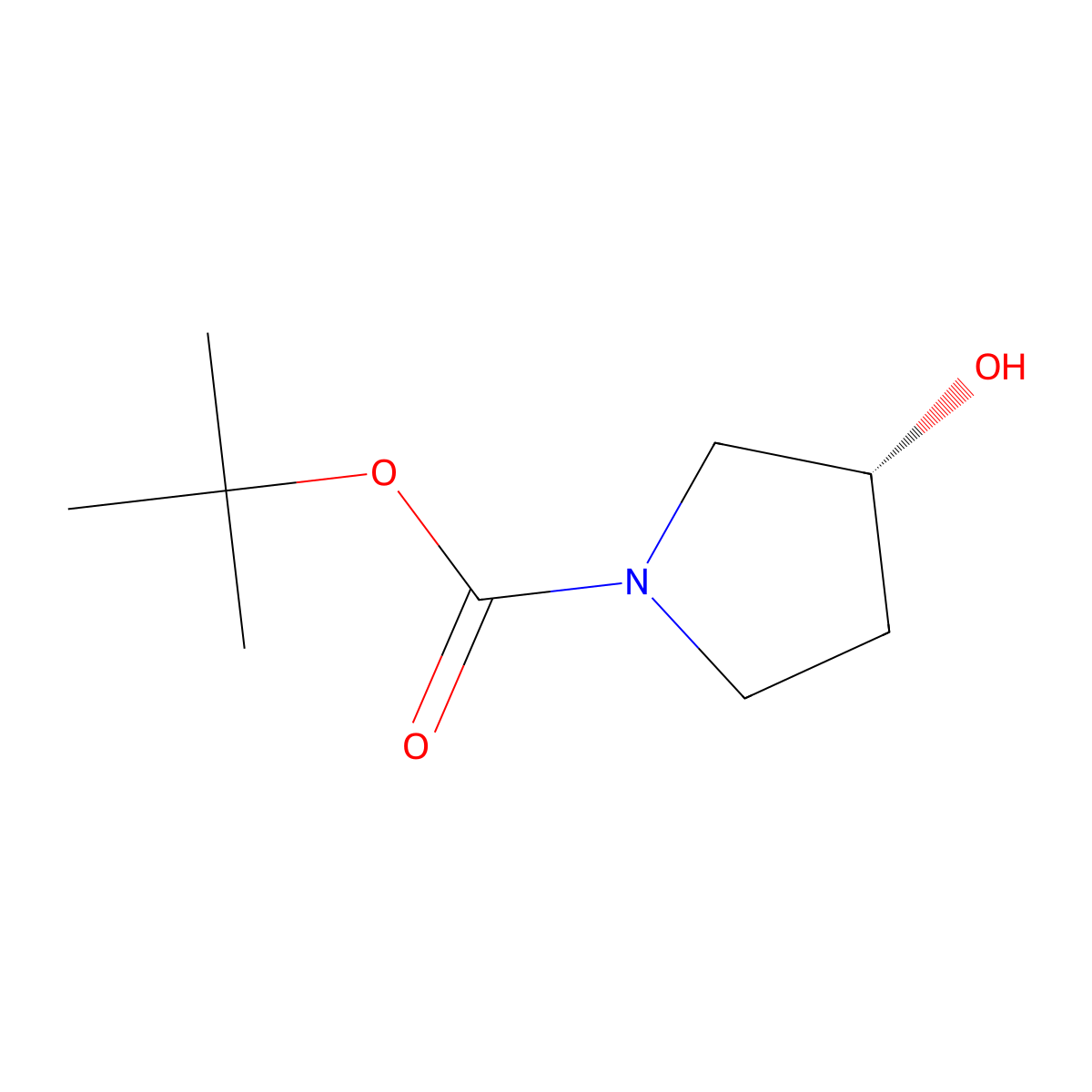tert-Butyl (3R)-3-hydroxypyrrolidine-1-carboxylate molecular structure, CAS 109431-87-0