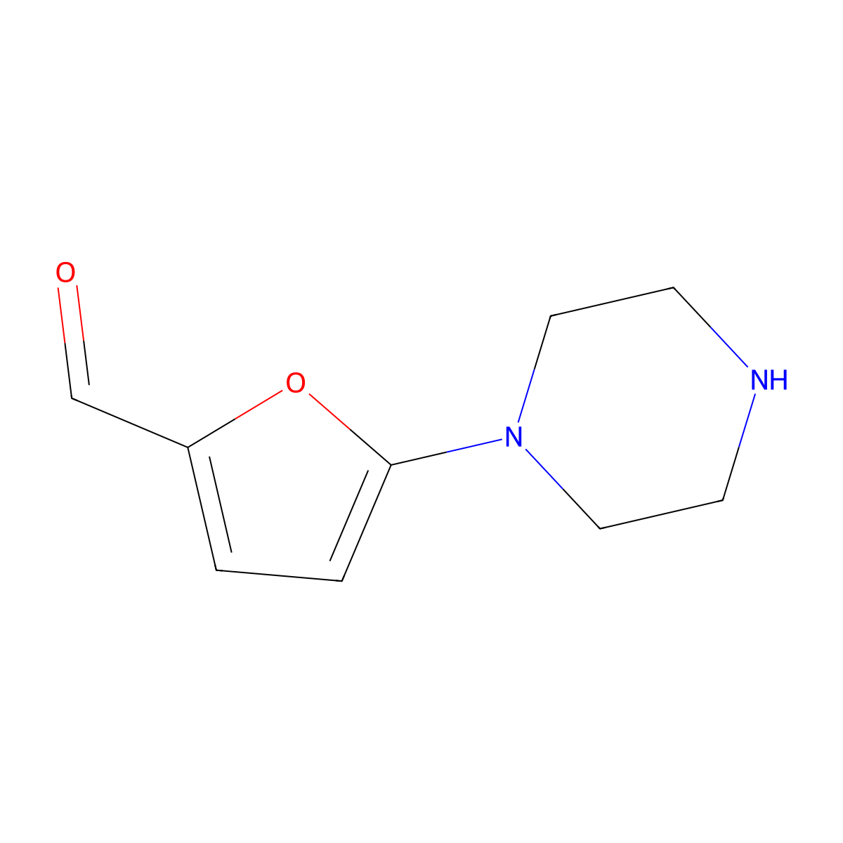 5-(Piperazin-1-YL)furan-2-carbaldehyde molecular structure, CAS 1094311-40-6