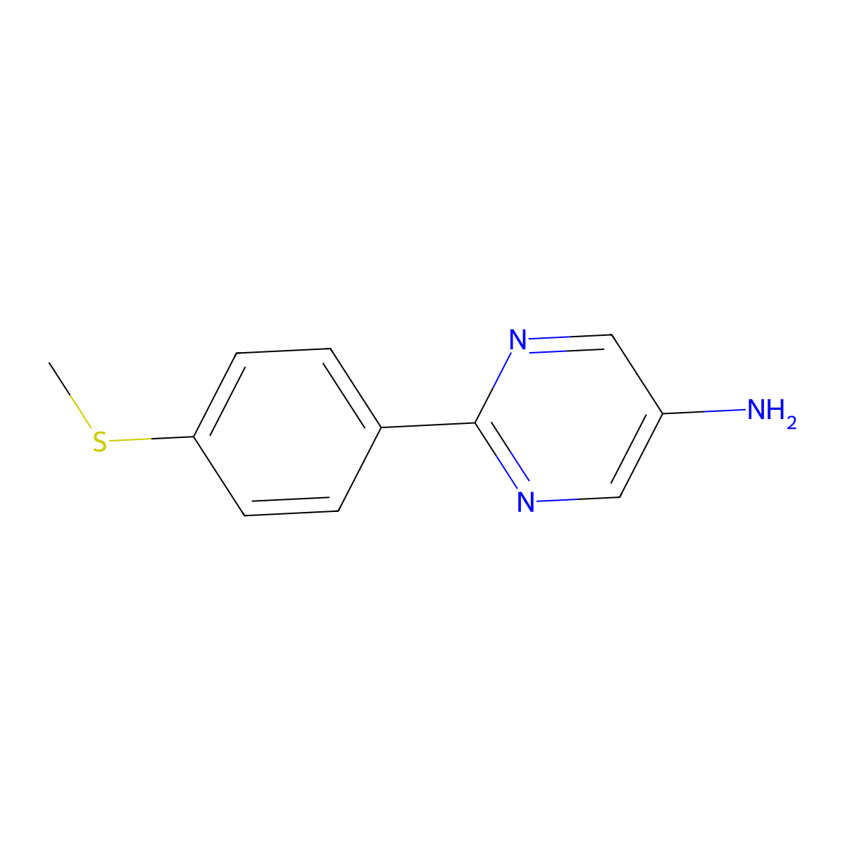 2-[4-(Methylthio)phenyl]-5-pyrimidinamine molecular structure, CAS 1094311-68-8