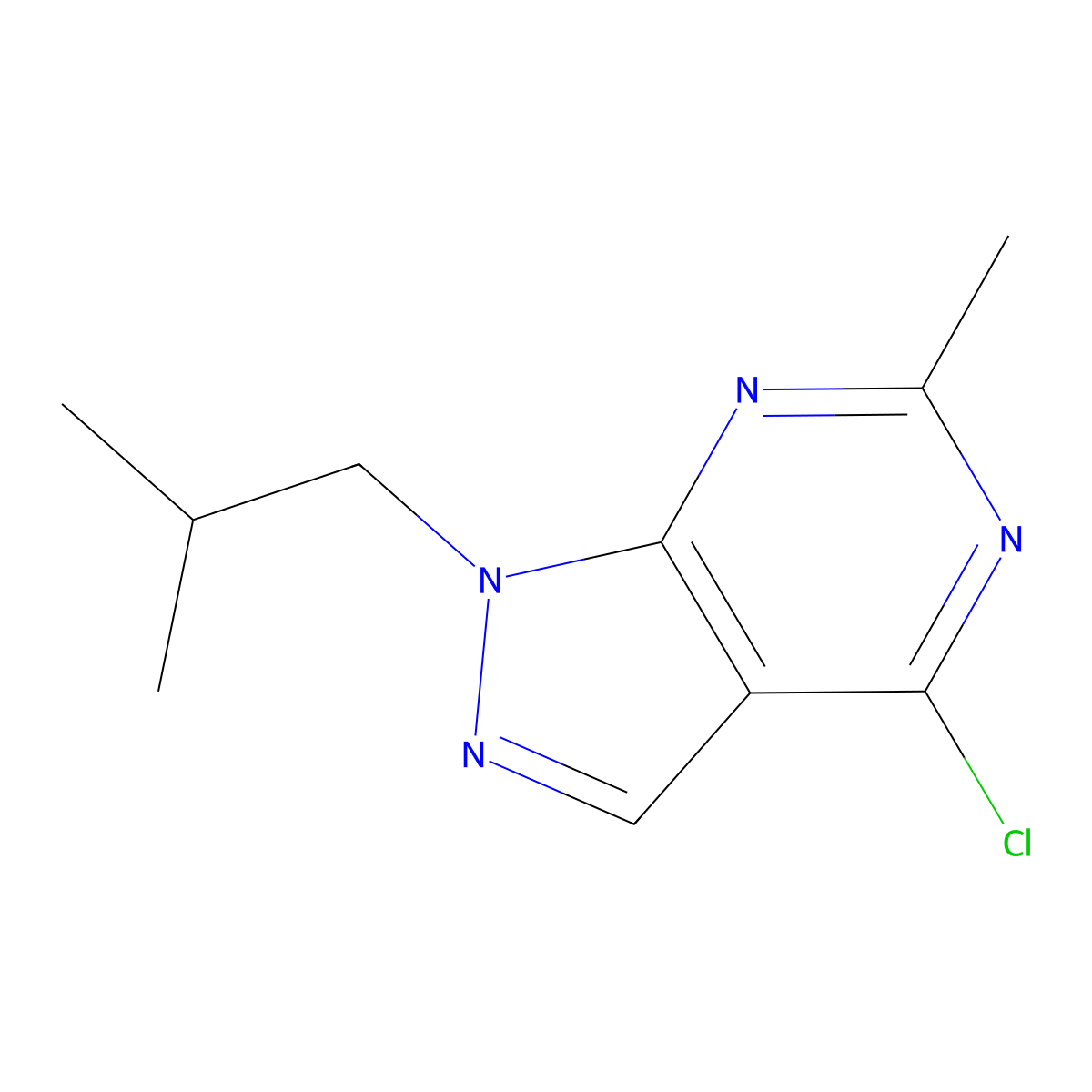 4-Chloro-6-methyl-1-(2-methylpropyl)-1H-pyrazolo[3,4-D]pyrimidine molecular structure, CAS 1094315-28-2