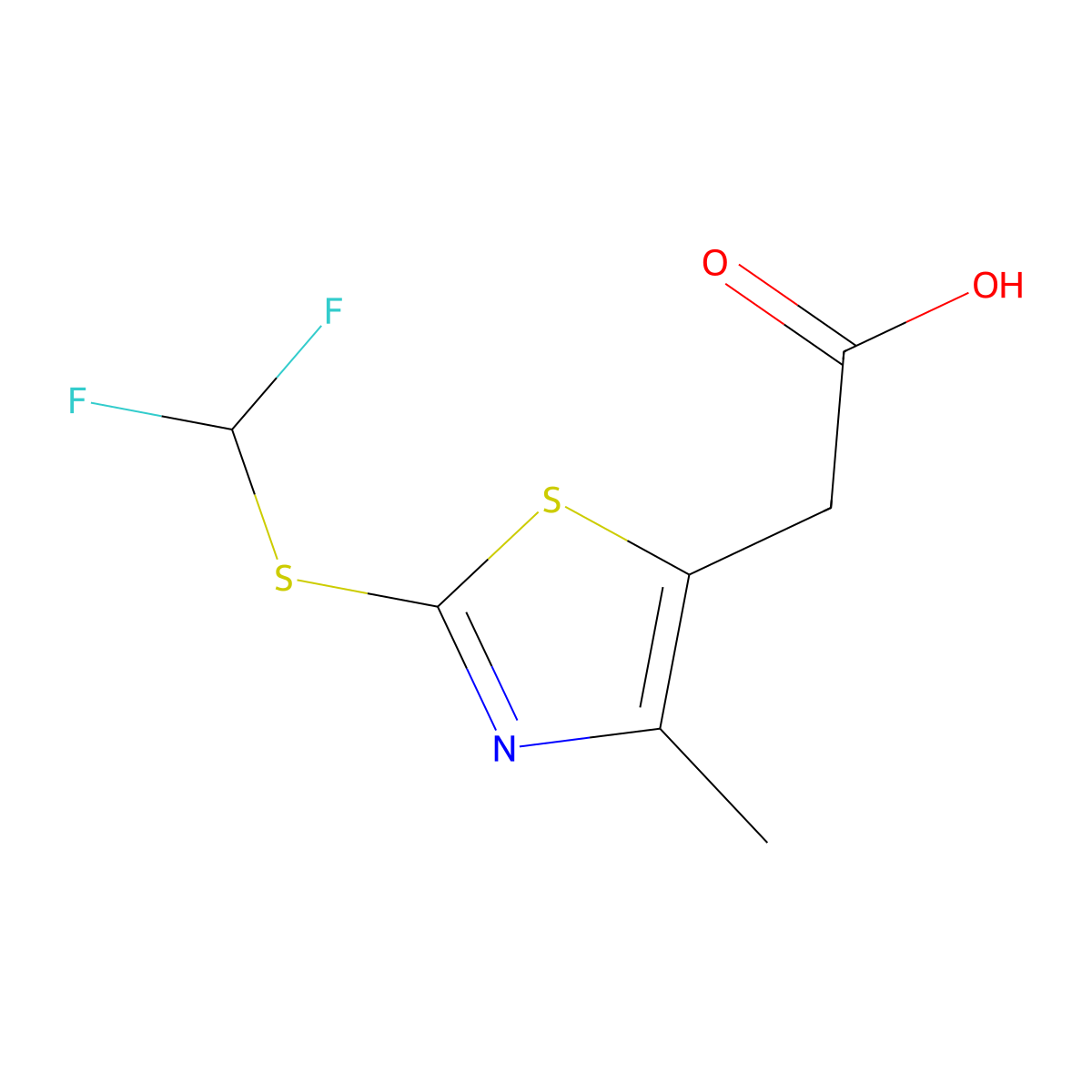 2-{2-[(Difluoromethyl)sulfanyl]-4-methyl-1,3-thiazol-5-yl}acetic acid molecular structure, CAS 1094316-49-0