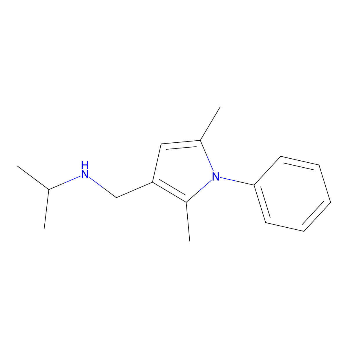 N-((2,5-dimethyl-1-phenyl-1H-pyrrol-3-yl)methyl)propan-2-amine molecular structure, CAS 1094317-34-6