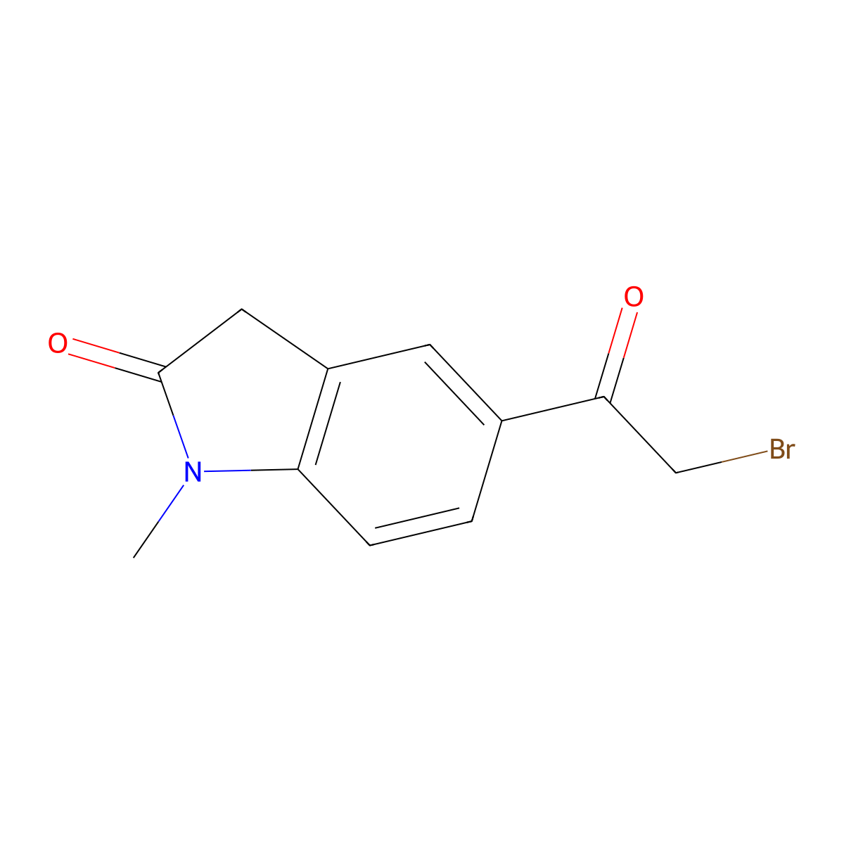 5-(2-bromoacetyl)-1-methyl-2,3-dihydro-1H-indol-2-one molecular structure, CAS 1094318-21-4
