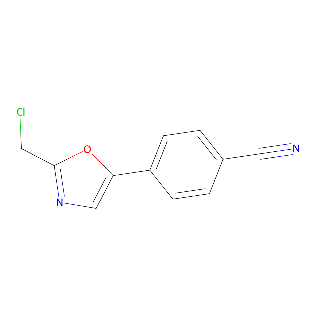 4-[2-(Chloromethyl)-1,3-oxazol-5-yl]benzonitrile molecular structure, CAS 1094318-26-9